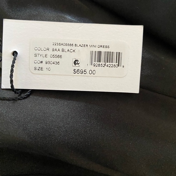 NWT Women’s Milly black stretch satin blazer mini dress double breasted size 10 - Picture 5 of 6